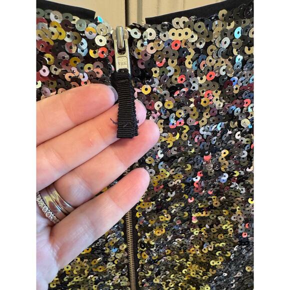 J. Crew Crewcuts Girls' Flutter Sleeve Sequin Dress Silver Black Eras Tour Sz 14 - Picture 6 of 16